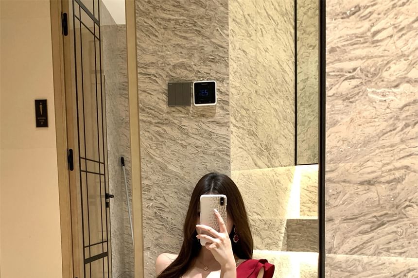 Trim Mermaid Panel Shoulder Gown Off Evening Ruffle