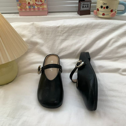 Low Heel Hoop Accent Mary Jane Mules