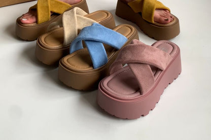 Platform Wedge Heel Slide Sandals