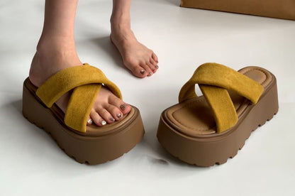 Platform Wedge Heel Slide Sandals