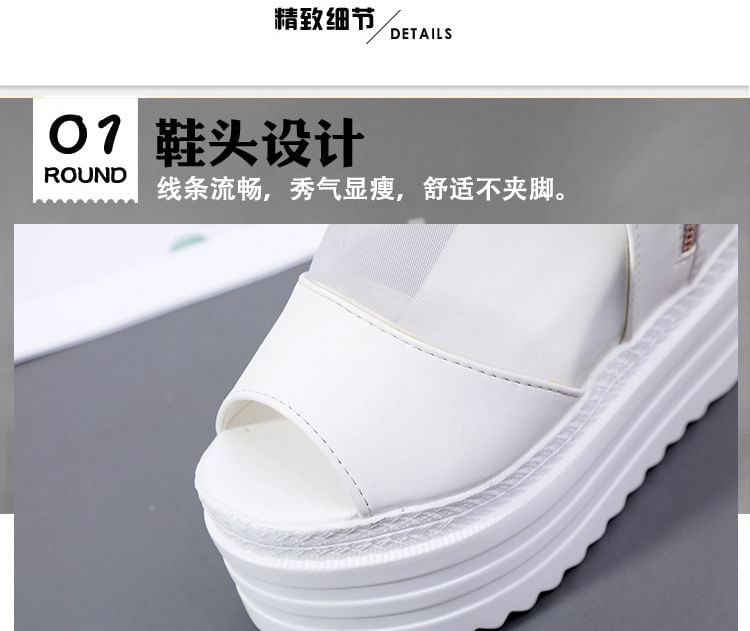 Mesh Panel Platform Sandals