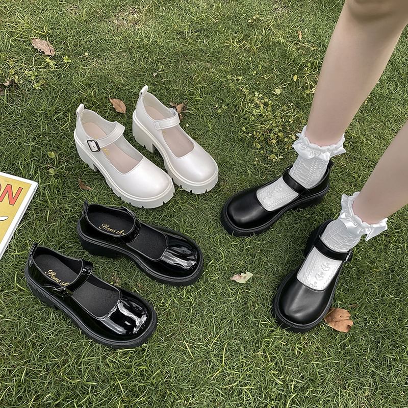 Platform Chunky Heel Mary Jane Pumps