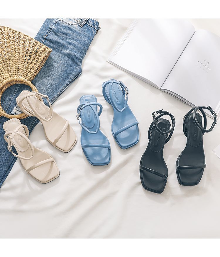 Ankle Strap Chunky Heel Sandals