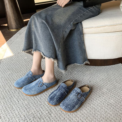 Plaid Buckled Platform Mules