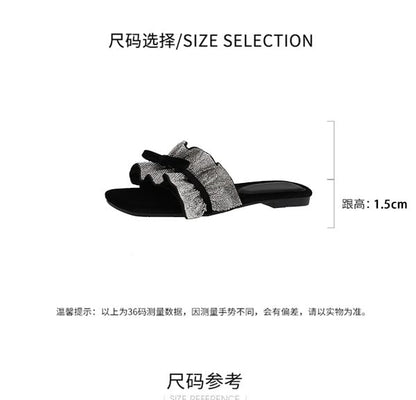 Ruffle Bow Slide Sandals