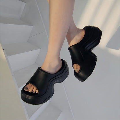Platform Plain Slide Sandals