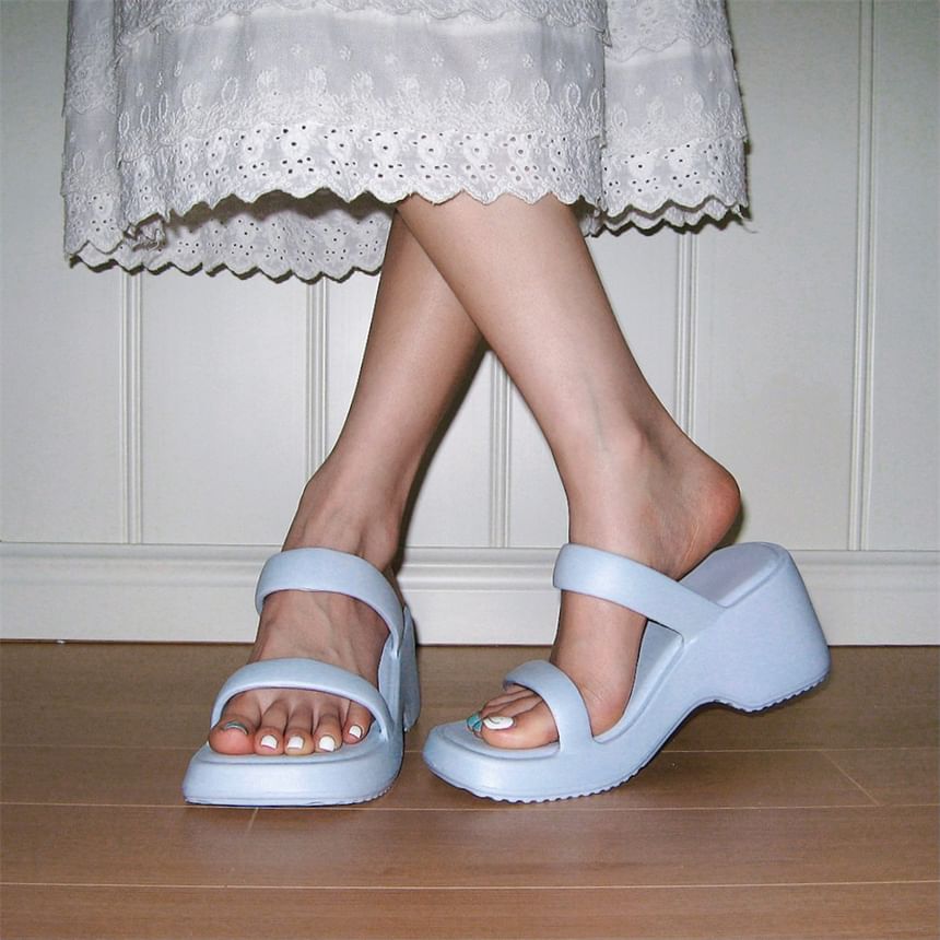Wedge Plain Slide Sandals