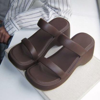 Wedge Plain Slide Sandals