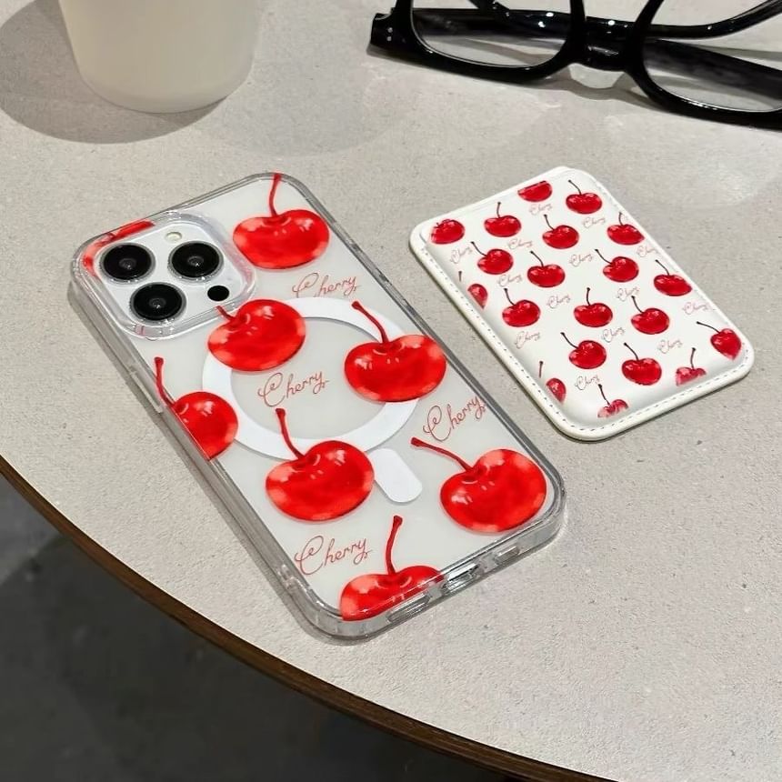 Cherry Magnetic (Compatible with MagSafe) Phone Case / Card Holder / Set