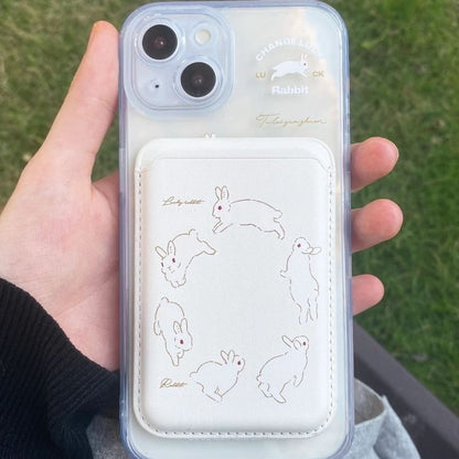 Rabbit Print Magsafe Compatible iPhone Case / Card Case / Set