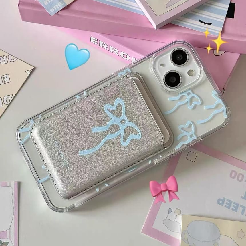 Bow Print Magsafe Compatible iPhone Case / Card Case / Set
