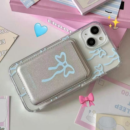 Bow Print Magsafe Compatible iPhone Case / Card Case / Set