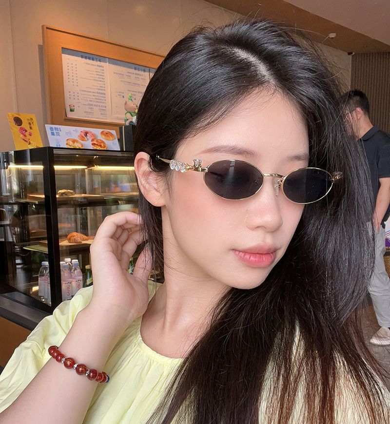 Oval Rhinestone Glasses / Sunglasses