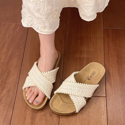 Strap Cross Sandals Knit