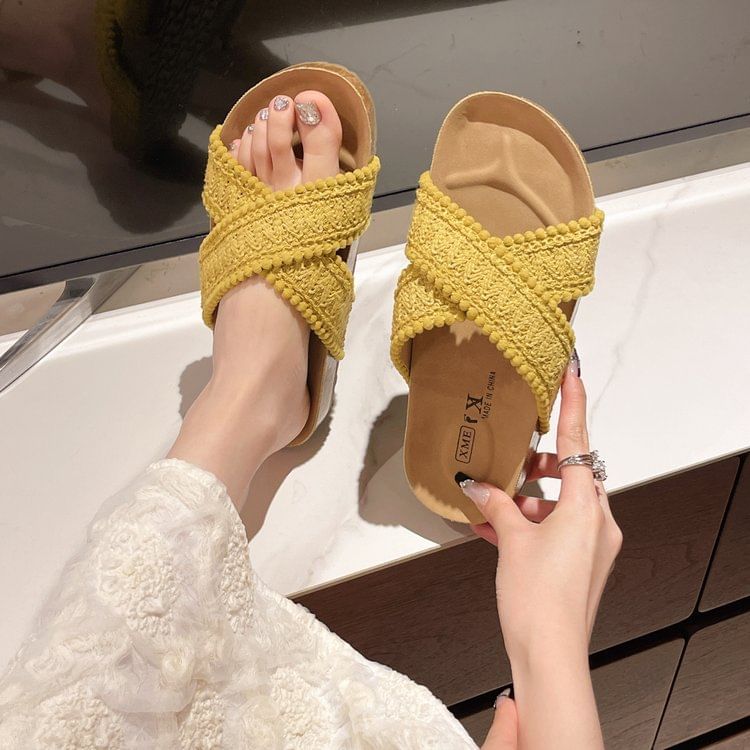 Strap Cross Sandals Knit
