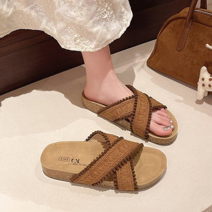 Strap Cross Sandals Knit