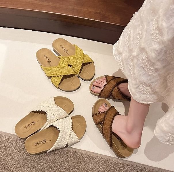 Strap Cross Sandals Knit