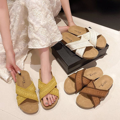 Strap Cross Sandals Knit