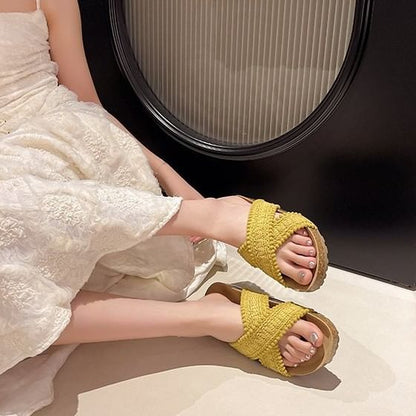 Strap Cross Sandals Knit