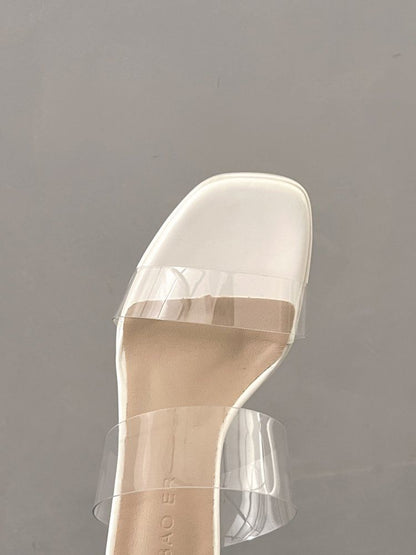 Sandals Block PVC Slide Heel Band