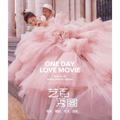 Spaghetti Plain Wedding Strap Ball Gown Tiered