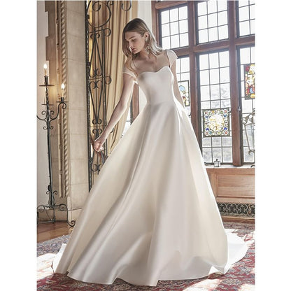 Gown Plain Wedding Neck A-Line Sweetheart