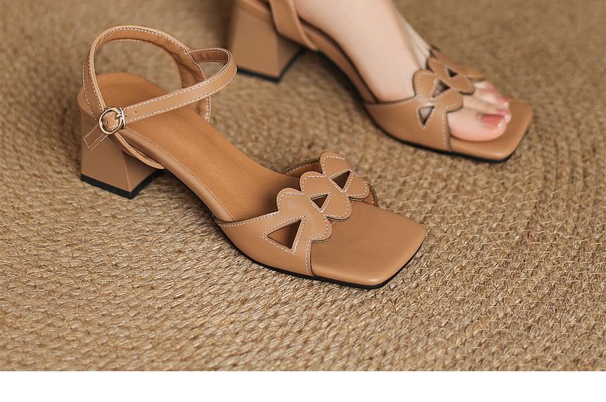 Square-Toe Chunky Heel Sandals