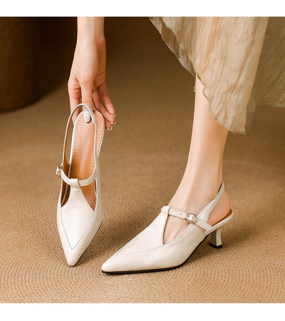 High Heel Buckled Slingback Sandals