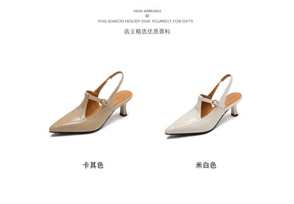 High Heel Buckled Slingback Sandals