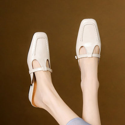 Chunky Heel T-Strap Mules