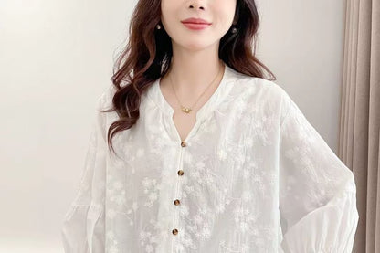 Three-Quarter Sleeve Lace Blouse