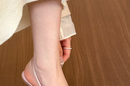 Pointed Toe Bow Stiletto Heel Slingback Mules