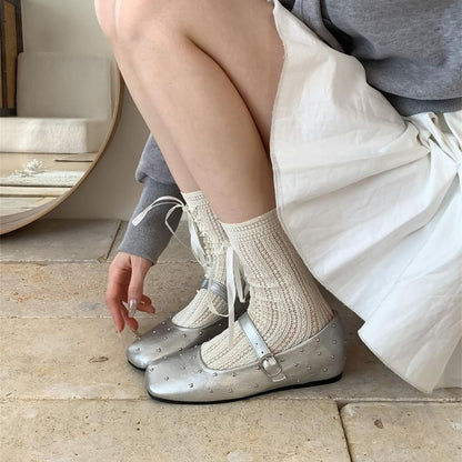 Square Toe Studded Hidden Wedge Mary Jane Shoes