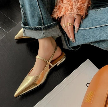 Toe Mules Low Heel Pointed Slingback