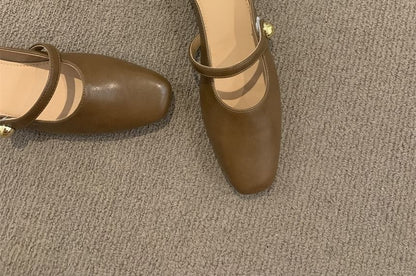 Faux Leather Mary Jane Mules