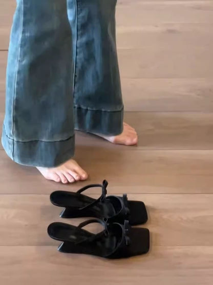 Sandals Bow Heel Slide Wedge