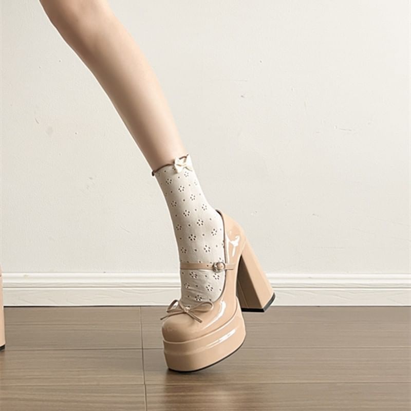 Bow Platform Chunky Heel Mary Jane Shoes