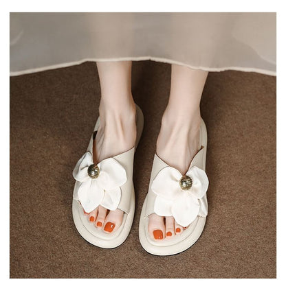 Flower Accent Slide Sandals