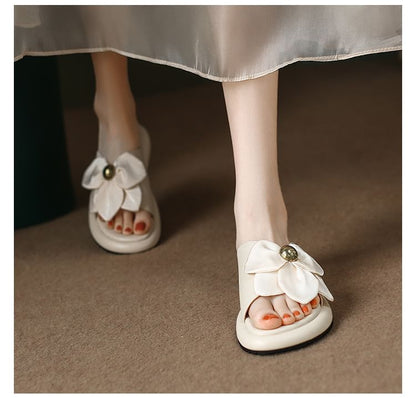 Flower Accent Slide Sandals