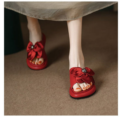 Flower Accent Slide Sandals