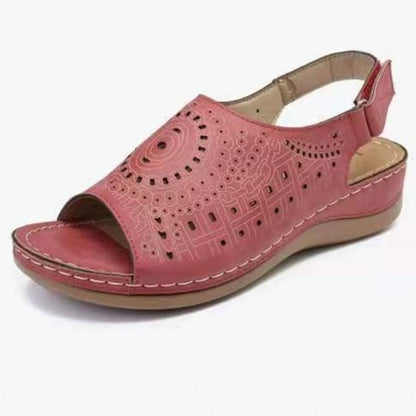 Peep Toe Wedge Heel Slingback Sandals