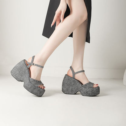 Platform Wedge Denim Sandals