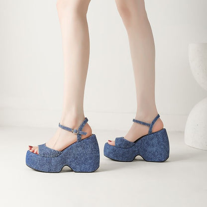 Platform Wedge Denim Sandals
