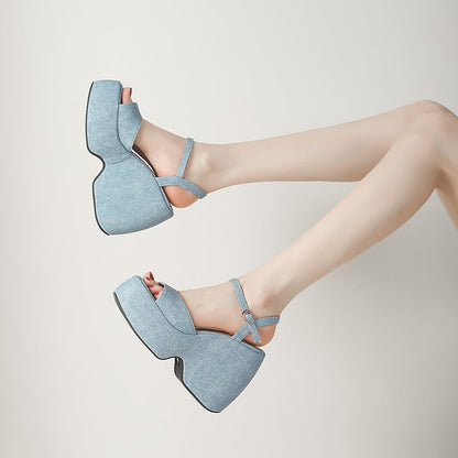 Platform Wedge Denim Sandals
