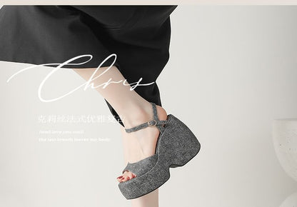 Platform Wedge Denim Sandals