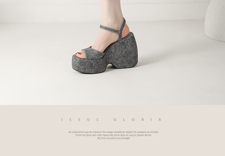 Platform Wedge Denim Sandals