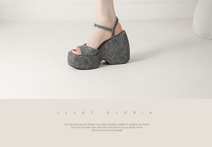 Platform Wedge Denim Sandals