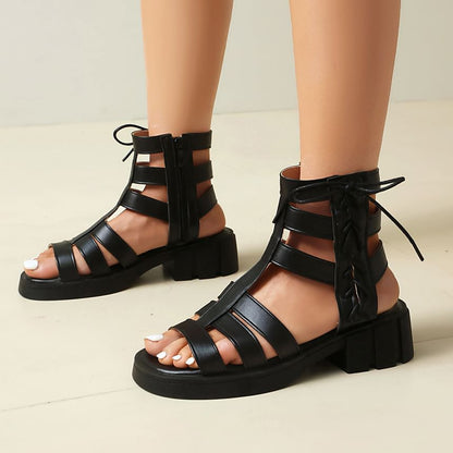 Platform Plain Faux Leather Gladiator Sandals