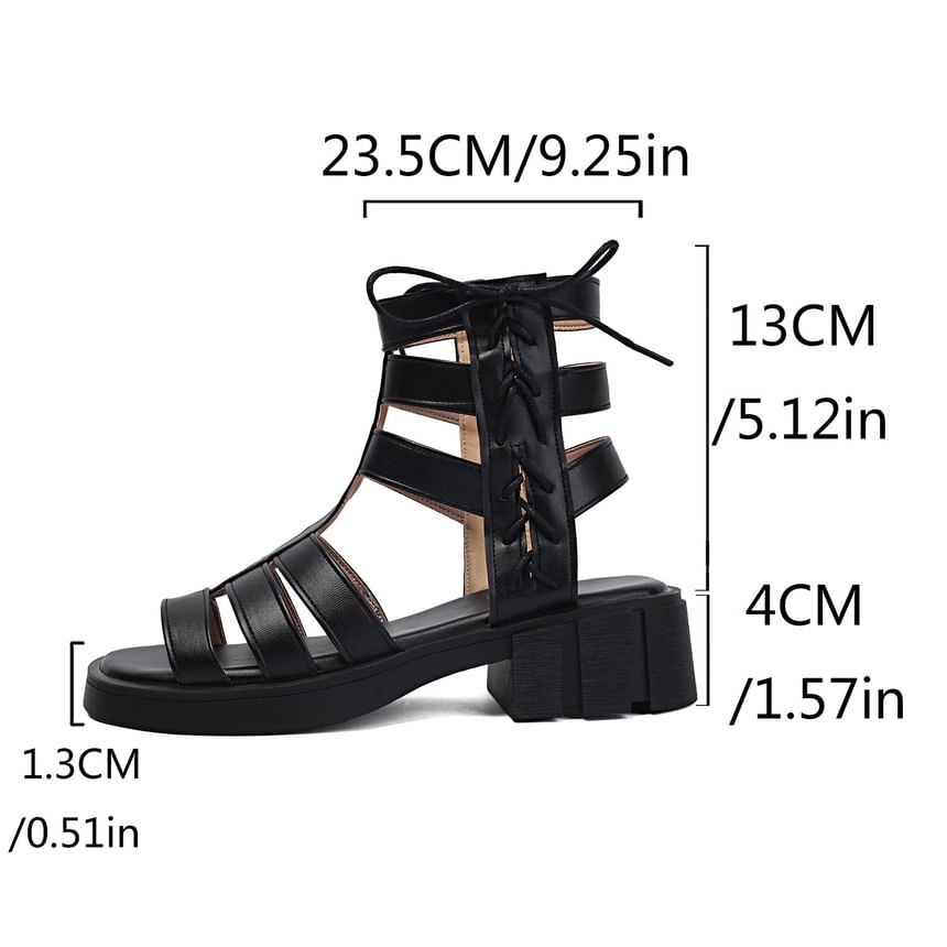 Platform Plain Faux Leather Gladiator Sandals