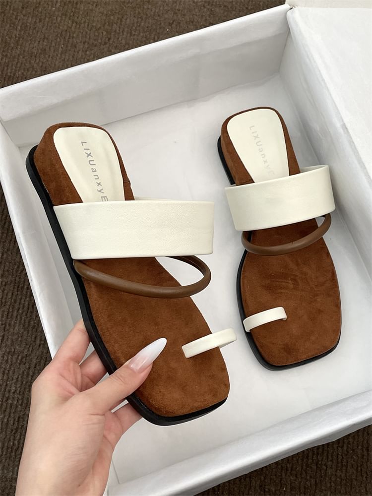 Wedge Heel Toe Loop Slide Sandals